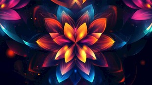 绚丽幻彩花朵抽象艺术图