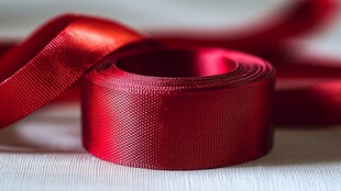 红色精美缎带特写