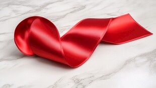 红色丝绸缎带优雅摆姿