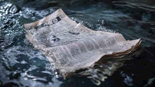 水中浸湿的报纸