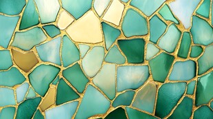 梦幻蓝绿金三色碎瓷马赛克