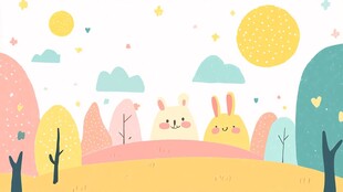 可爱兔子的梦幻田园风光