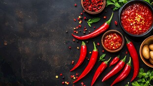 多样辣椒与调料的诱人组合