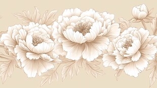 米色调优雅牡丹花饰图案