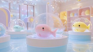 梦幻泡泡中的可爱鲸鱼摆件