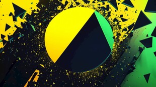 黄绿几何碎片抽象背景图