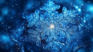 梦幻蓝色雪花特写