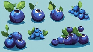 可爱蓝莓插画集合