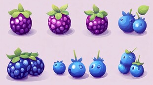 可爱卡通蓝莓与紫莓组合