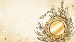 复古金章绿叶背景图