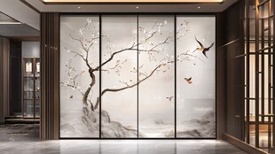 中式花鸟屏风 雅致空间装饰