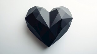 黑色多边形爱心立体图案