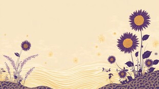 紫色向日葵田园插画背景