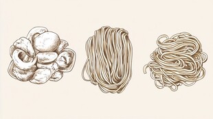 手绘面食三种类别展示