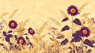 秋日向日葵花草风景图