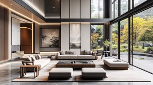 现代中式风豪华客厅设计