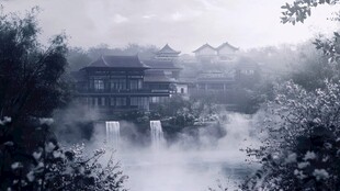 水墨古风山水建筑景观