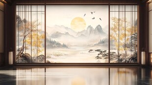 中式山水意境客厅装饰画