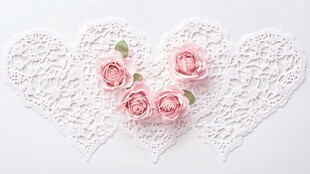 蕾丝心与粉玫瑰浪漫组合