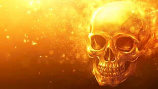 金色火焰骷髅奇幻背景图