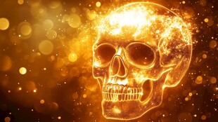 金色炫酷骷髅头梦幻背景