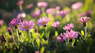 阳光下的烂漫粉菊