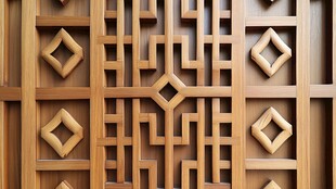 中式木雕几何图案装饰板