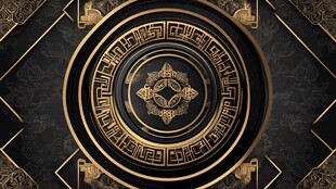 黑金中式古典几何纹理背景