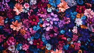 缤纷繁花绘就梦幻花卉图景
