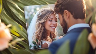 甜蜜婚纱照中的新人瞬间