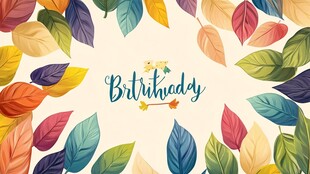 多彩秋叶环绕的生日祝福