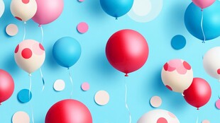 缤纷气球装点梦幻蓝色背景