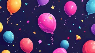 梦幻气球与星星装饰画面
