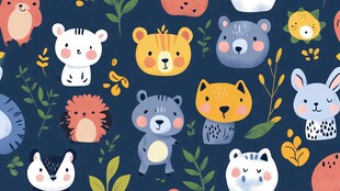 可爱动物卡通图案背景