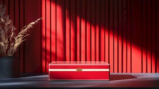 红色礼盒的精致静物场景