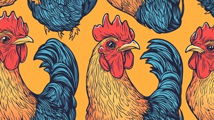 手绘公鸡图案 活力满满