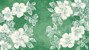 绿底白花精致花卉图案