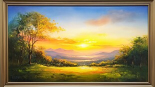 夕阳下的静谧山林美景