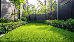 现代庭院绿意盎然草坪景观