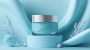 蓝色系优雅面霜产品展示