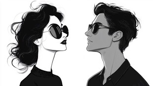 时尚男女对视瞬间