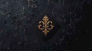 黑色背景上的金色华丽纹饰