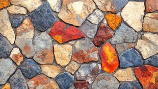 多彩拼接石块墙面纹理