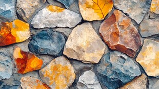 多彩石块拼接墙面纹理