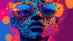 豹纹墨镜人像的绚丽视觉