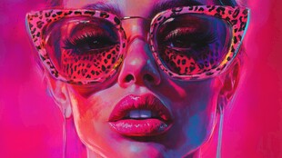 豹纹墨镜时尚女性特写