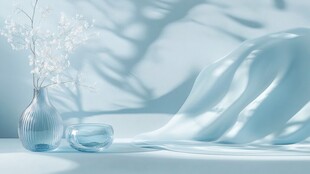 淡蓝静谧花瓶摆件静物图