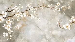 水墨风白梅枝头绽放