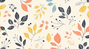 清新手绘风花叶图案背景