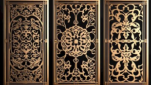 中式金色雕花屏风